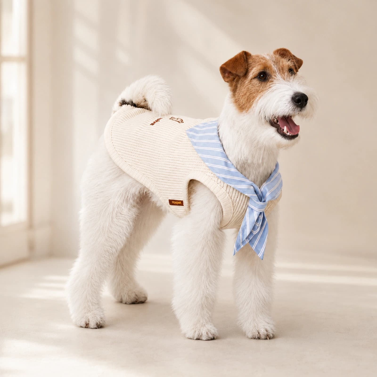 Gilet a righe color avorio con papillon - Image 1