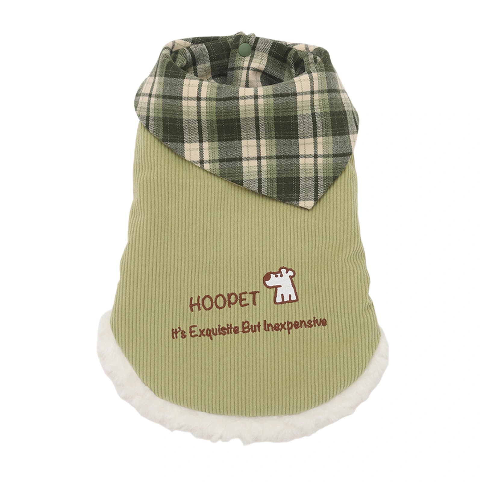 Emerald Plaid Collar Corduroy Vest - Image 1
